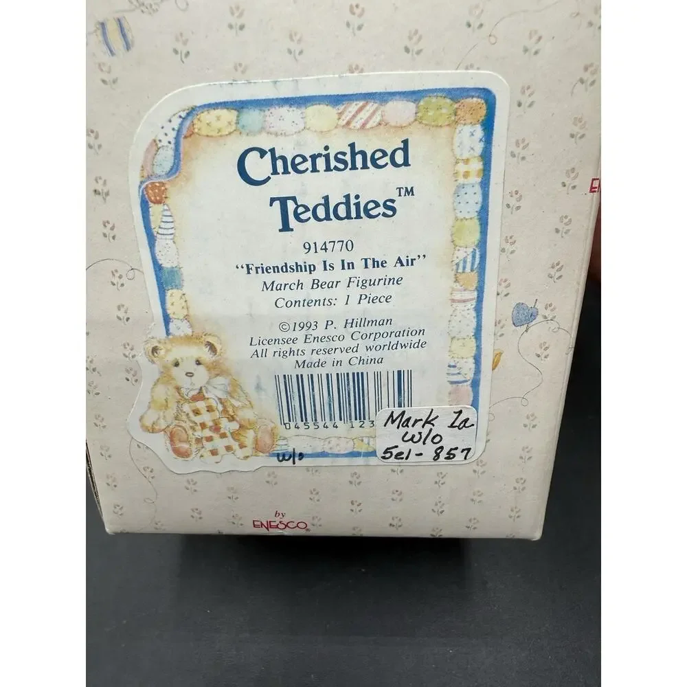 Vtg Enesco Cherished Teddies March Birthday Bear Friendship Is In The Air MIB 2